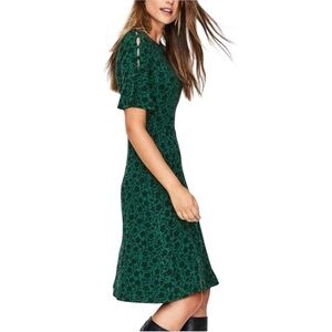 Boden Alexis Jersey Midi Dress Enchanted Vine Floral Dress in Green Size 14 Reg
